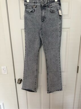 Free People Grey Acid-Wash Flare Jeans